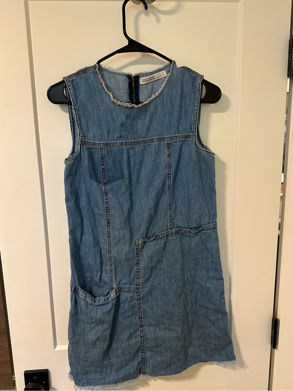 Zara Light Blue Sleeveless Denim Shift Dress